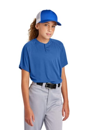 TRUE ROYAL YST359 sport-tek youth posicharge competitor 2-button henley