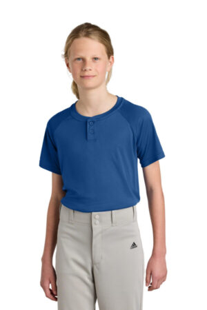 ROYAL YST359 sport-tek youth posicharge competitor 2-button henley