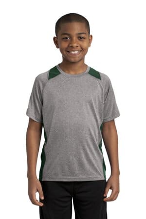 VINTAGE HEATHER/ FOREST GREEN YST361 sport-tek youth heather colorblock contender tee