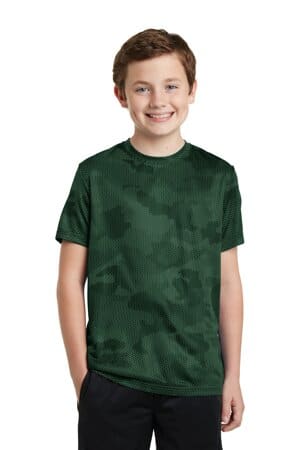 FOREST GREEN YST370 sport-tek youth camohex tee