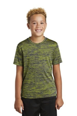 LIME SHOCK-TRUE NAVY ELECTRIC YST390 sport-tek youth posicharge electric heather tee