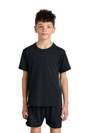 BLACK/ BLACK YST440 sport-tek youth club short sleeve crew