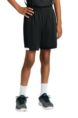BLACK/ WHITE YST4420 sport-tek youth club 5 short