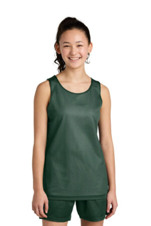 FOREST GREEN/ WHITE YST5000 sport-tek youth posicharge reversible mesh tank