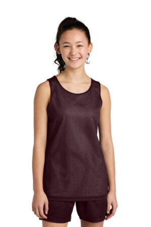 MAROON/ WHITE YST5000 sport-tek youth posicharge reversible mesh tank