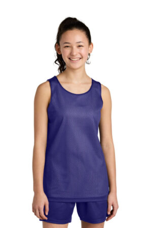 PURPLE/ WHITE YST5000 sport-tek youth posicharge reversible mesh tank