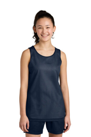 TRUE NAVY/ WHITE YST5000 sport-tek youth posicharge reversible mesh tank