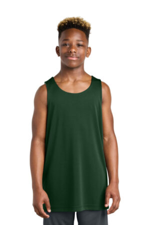 FOREST GREEN/ WHITE YST551 sport-tek youth posicharge competitor rev tank