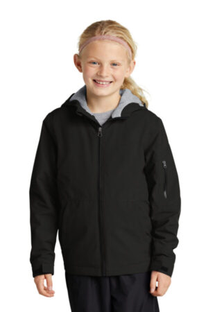 BLACK YST56 sport-tek youth waterproof insulated jacket