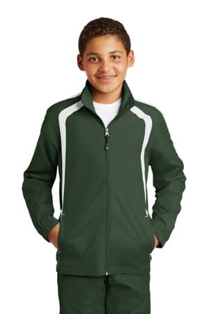 FOREST GREEN/ WHITE YST60 sport-tek youth colorblock raglan jacket