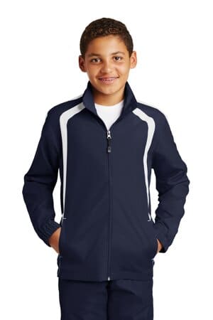TRUE NAVY/ WHITE YST60 sport-tek youth colorblock raglan jacket