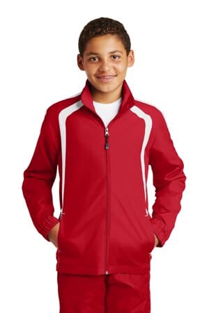 TRUE RED/ WHITE YST60 sport-tek youth colorblock raglan jacket