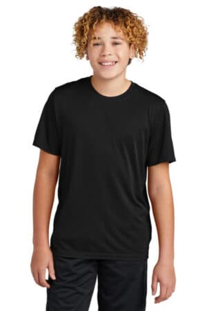 BLACK YST720 sport-tek youth posicharge re-compete tee
