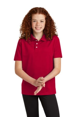 DEEP RED YST740 sport-tek youth uv micropique polo