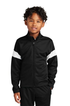 BLACK/ WHITE YST800 sport-tek youth travel full-zip jacket