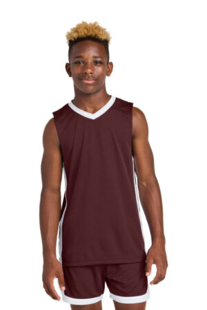 MAROON/ WHITE YST900 sport-tek youth rival basketball rev jersey