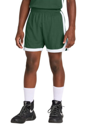 FOREST GREEN/ WHITE YST901 sport-tek youth rival basketball 5 short