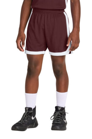 MAROON/ WHITE YST901 sport-tek youth rival basketball 5 short
