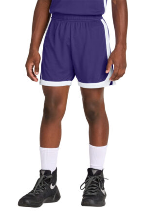 PURPLE/ WHITE YST901 sport-tek youth rival basketball 5 short