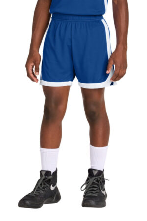 TRUE ROYAL/ WHITE YST901 sport-tek youth rival basketball 5 short