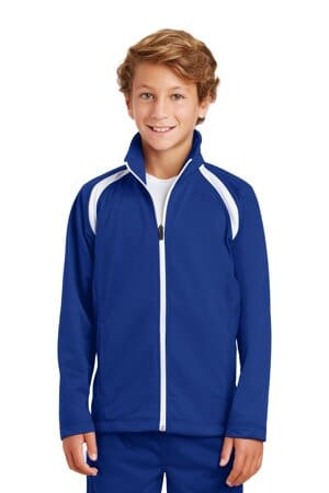 TRUE ROYAL/ WHITE YST90 sport-tek youth tricot track jacket