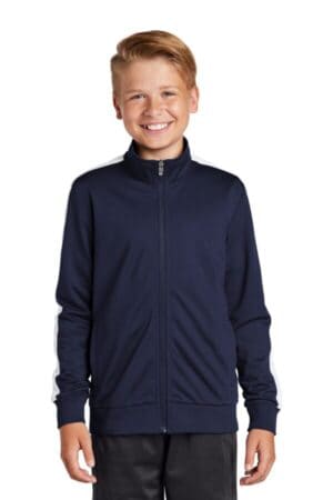YST94 sport-tek youth tricot sleeve stripe track jacket
