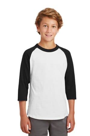 WHITE/ BLACK YT200 sport-tek youth colorblock raglan jersey