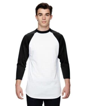 WHITE/ BLACK Augusta sportswear AG4420 adult three-quarter sleeve baseball jersey