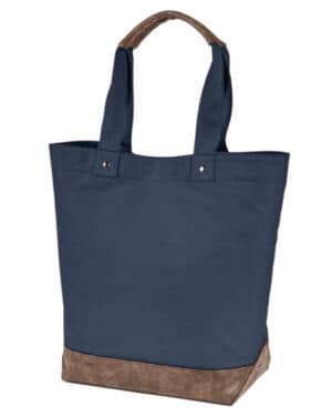 DEEP NAVY/ BROWN Authentic pigment AP1921 canvas resort tote