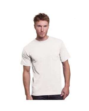 WHITE Bayside BA3015 unisex usa made pocket t-shirt