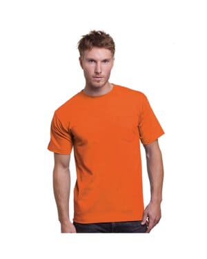 BRIGHT ORANGE Bayside BA3015 unisex usa made pocket t-shirt