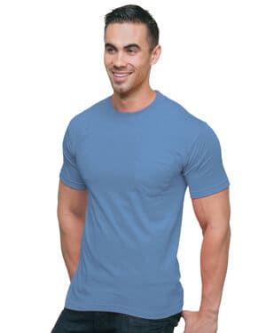 CAROLINA BLUE Bayside BA3015 unisex usa made pocket t-shirt