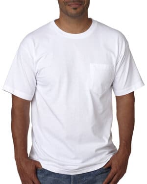 WHITE Bayside BA5070 unisex usa made midweight pocket t-shirt