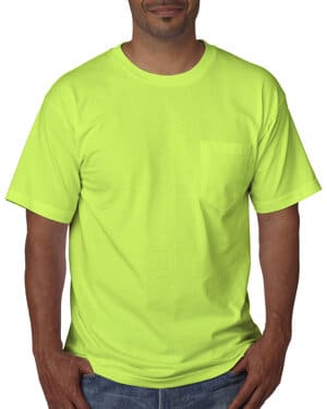 LIME GREEN Bayside BA5070 unisex usa made midweight pocket t-shirt