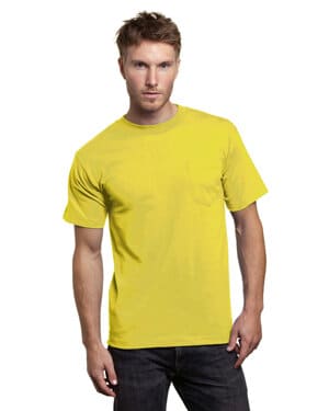 YELLOW Bayside BA7100 unisex usa made heavyweight pocket t-shirt