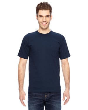 NAVY Bayside BA7100 unisex usa made heavyweight pocket t-shirt