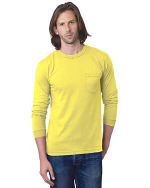 YELLOW BA8100 adult usa made heavyweight long-sleeve pocket t-shirt