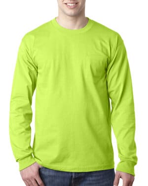 BA8100 adult 61 oz, 100% cotton long sleeve pocket t-shirt