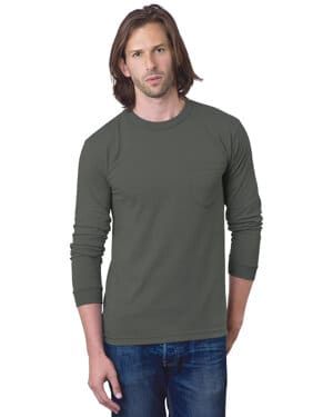 CHARCOAL BA8100 adult usa made heavyweight long-sleeve pocket t-shirt