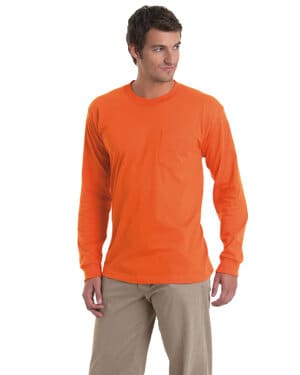 BA8100 adult 61 oz, 100% cotton long sleeve pocket t-shirt