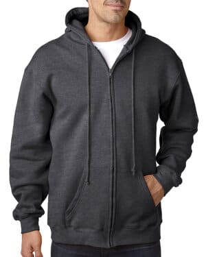 CHARCOAL HTHR BA900 adult usa made full-zip heavyweight hooded sweatshirt