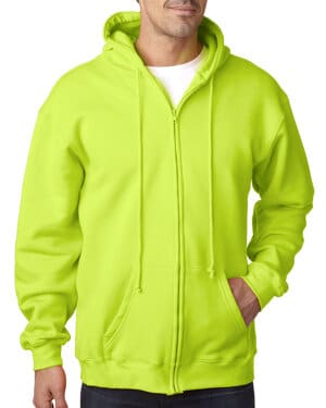 LIME GREEN BA900 adult usa made full-zip heavyweight hooded sweatshirt