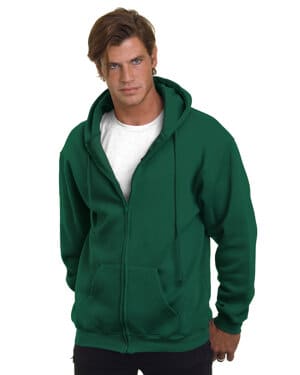 HUNTER GREEN BA900 adult 95oz, 80% cotton/20% polyester full-zip hooded sweatshirt