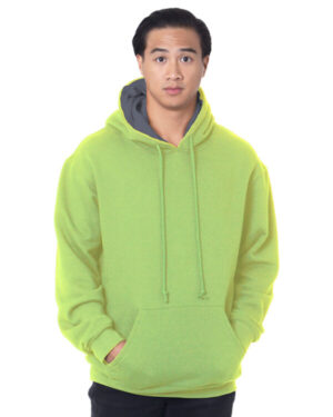 LIME GRN/ DK GRY BA930 adult super heavy thermal-lined hooded sweatshirt