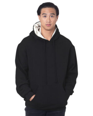 BLACK/ CREAM BA930 adult super heavy thermal-lined hooded sweatshirt