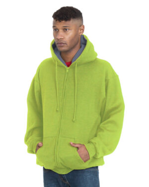 LIME GRN/ DK GRY BA940 adult super heavy thermal-lined full-zip hooded sweatshirt