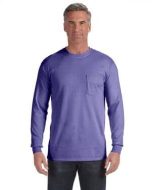 VIOLET C4410 adult heavyweight rslong-sleeve pocket t-shirt