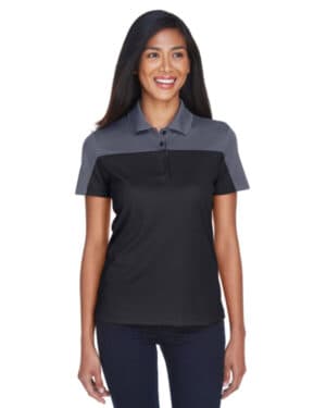 BLACK/ CARBON CE101W ladies' balance colorblock performance piqu polo