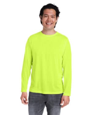 SAFETY YELLOW CE111L adult fusion chromasoft performance long-sleeve t-shirt