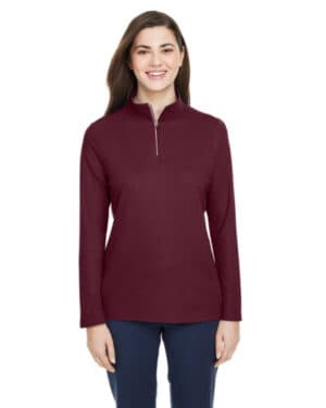 BURGUNDY CE405W ladies' fusion chromasoft pique quarter-zip